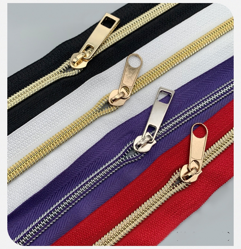 factory Wholesale excellent trendy promotional products  golden teeth nylon zipper for bags