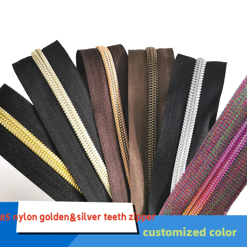 DIY garments  Accessories Custom Zippers 5# silver color teeth Nylon Zipper 