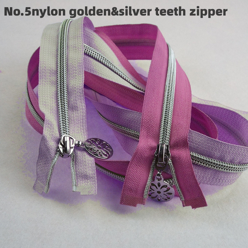 DIY garments  Accessories Custom Zippers 5# silver color teeth Nylon Zipper 