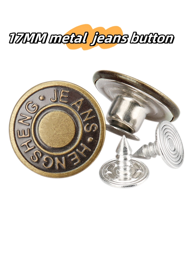 2023 Garment accessories High quality 17mm metal brass button with rivets  button logo Custom Jeans button for jeans