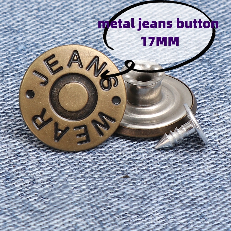 2023 Garment accessories High quality 17mm metal brass button with rivets  button logo Custom Jeans button for jeans