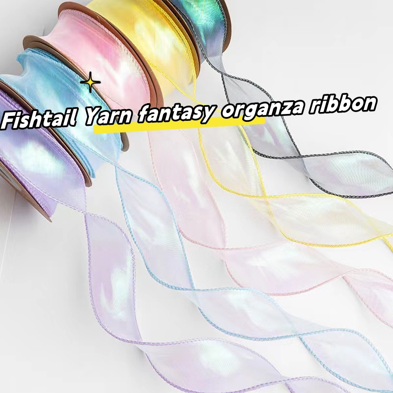 Made in china  New Colorful Fishtail Yarn  organza Ribbon  DIY Christmas Or  Gift Packing Organza Ribbon