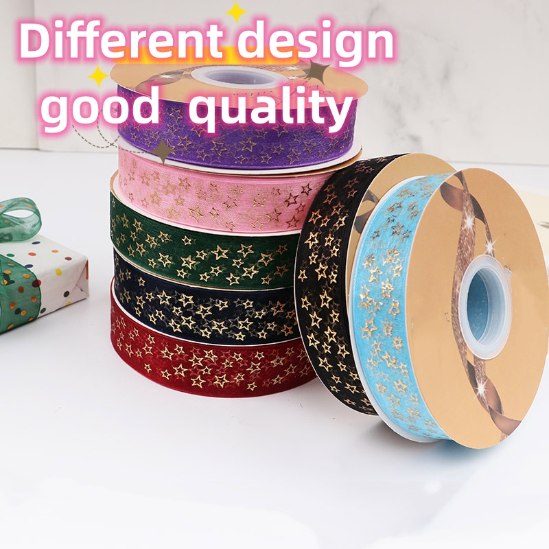 cheap price  Customized Size  fancy Print  organza  Ribbon With Custom Logo for bows or gift wrapping 