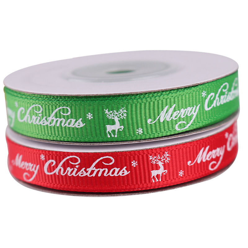 Manufacturer Merry Christmas ribbon New Design Sustainable Print  Ribbon Christmas  Pattern for Holiday Wrapping Webbing Gift Packaging Ribbon