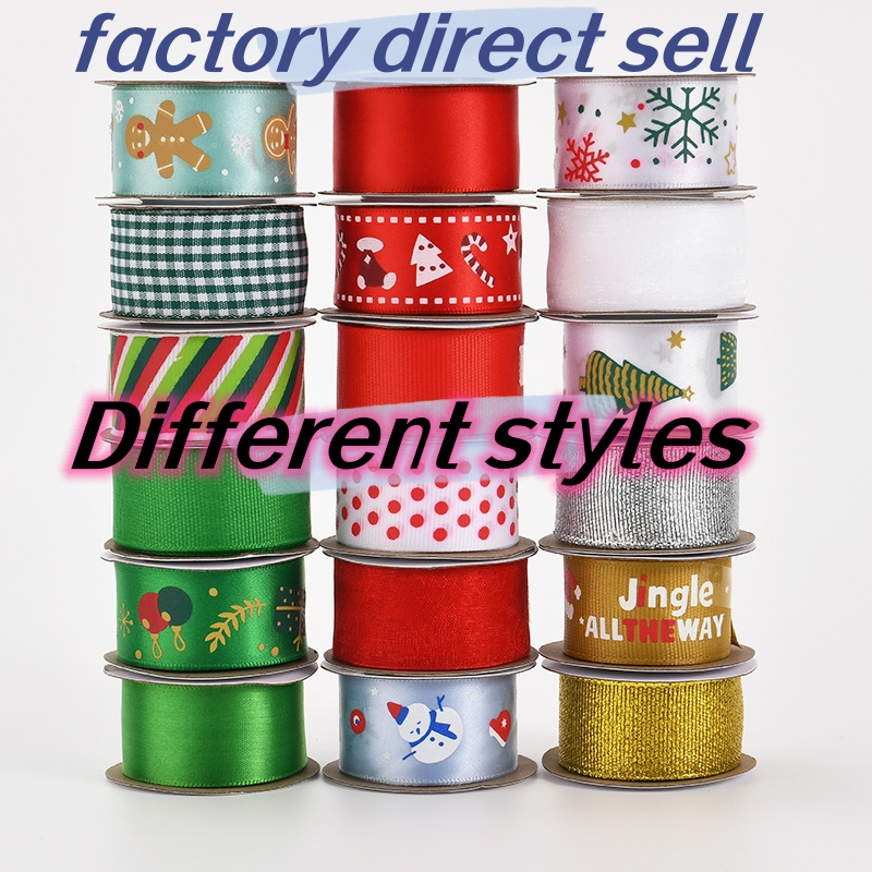 Manufacturer Merry Christmas ribbon New Design Sustainable Print  Ribbon Christmas  Pattern for Holiday Wrapping Webbing Gift Packaging Ribbon