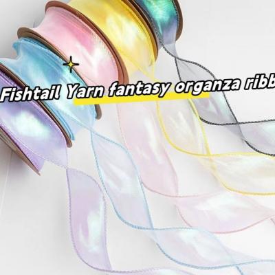 Made in china  New Colorful Fishtail Yarn  organza Ribbon  DIY Christmas Or  Gift Packing Organza Ribbon