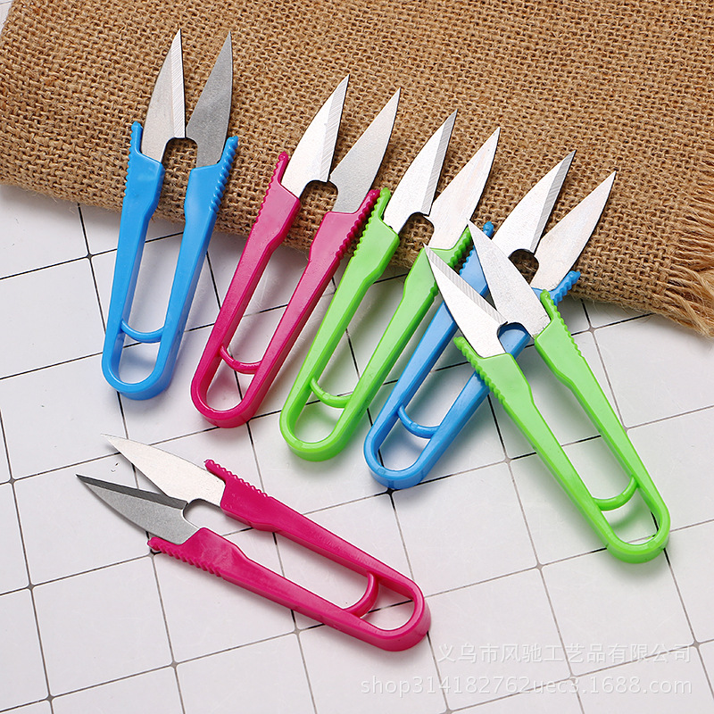 High quality whosales Stainless Steel Scissors U Type Spring Yarn Cutting Scissors Thread Small Scissors