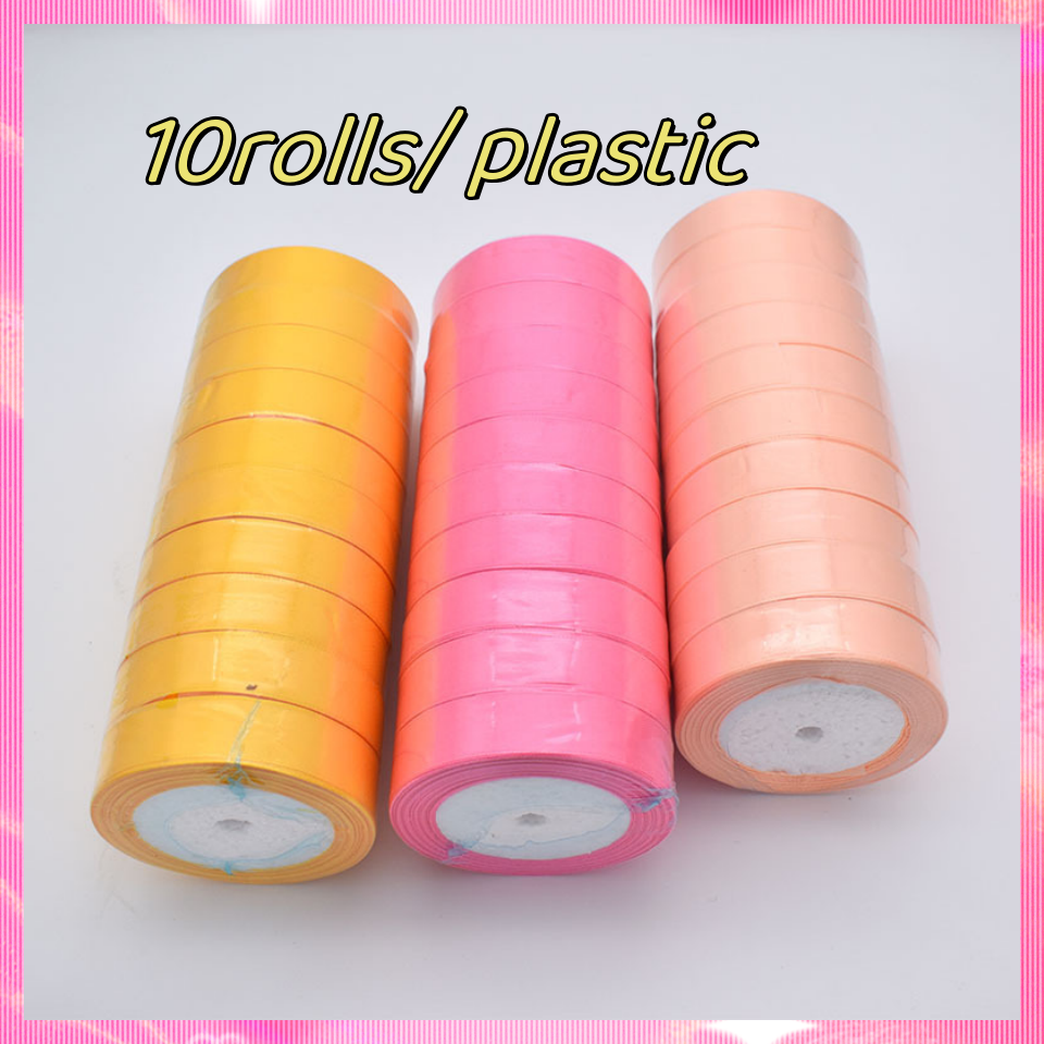 Factory wholesale customized double or single  face solid  colors  core foam package  25yard per roll satin ribbon   wholesale  cheap satin ribbon