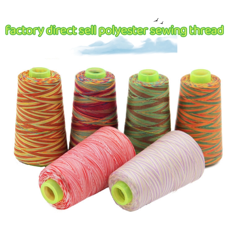 High quality best priceColor fade high strength polyester multicolored sewing thread segment dyeing