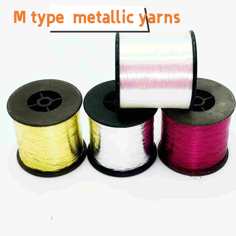 Good Quality Colorful M Type 100% Polyester Metallic Yarn 100g per spool Sewing Thread For Garment Accessories