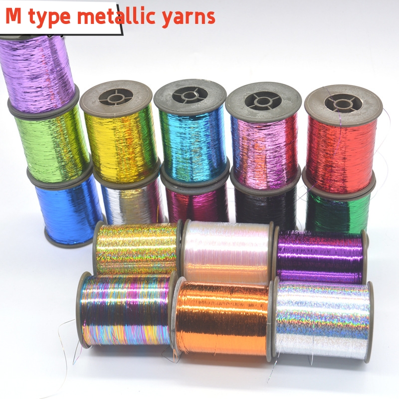 Good Quality Colorful M Type 100% Polyester Metallic Yarn 100g per spool Sewing Thread For Garment Accessories