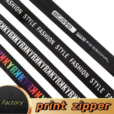 nylon waterproof special zipper print words zipper  for outdoor bag tent clothes